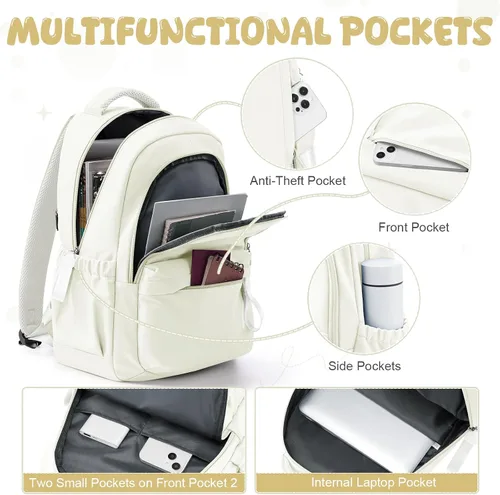 Vista 4 de winspansy Mochila pequeña para niños y niñas escolares, A1-beige., Mediana, Medium