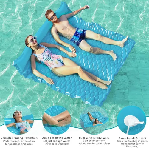Vista 5 de Jasonwell Flotadores flotantes para piscina, flotador inflable gigante para piscina, balsa de lago, tapete de agua flotante para piscina, tumbona