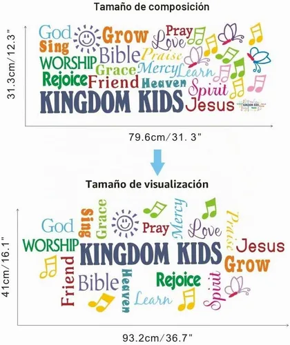 Vista 5 de Kingdom Kids Kingdom - Calcomanías de pared con cita inspiradora Pegatinas Kingdom Kids