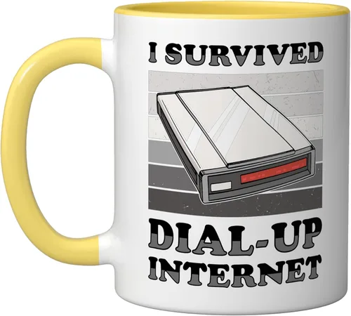 Vista 13 de 90s Nostalgia Retro 90s Dial Up Internet Vintage Ceramic Mug, Black/White, 11oz