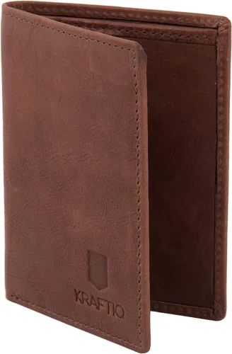 Vista 9 de KRAFTIQ ROMAN- Cartera de cuero marrón curtido vegetal para tarjetas de crédito Marrón Vintage
