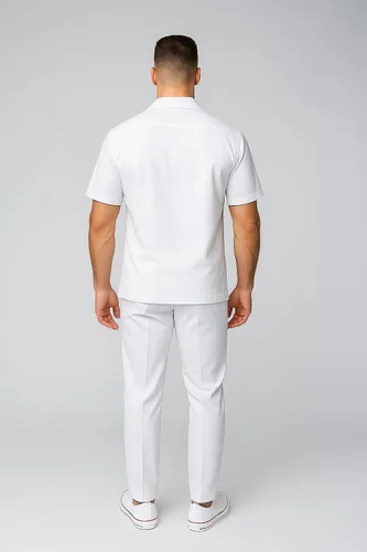 Vista 5 de STACY ADAMS Conjunto de camisa y pantalón de lino para hombre