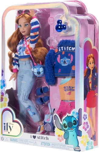 Vista 9 de Disney ILY 4EVER Muñecas de Moda Cabello Rojo Stitch de 11.5" de Alto con 13 Puntos de Articulación, Dos Conjuntos Completos para Mezclar y Combinar