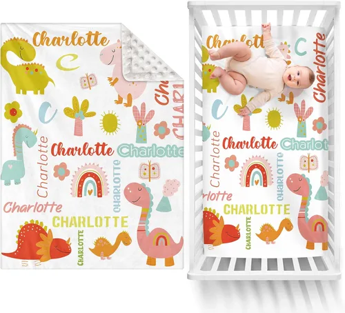 Vista 13 de Manta de bebé de doble capa con nombre personalizado, manta de ropa de cama para niños pequeños con estampado morado personalizado, multiusos
