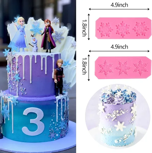 Vista 5 de Rainmae 6 moldes de silicona para pastel de copo de nieve de Navidad, copos de nieve 3D, herramientas de decoración de cupcakes de invierno