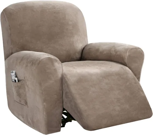 Vista 8 de PrinceDeco Funda para silla reclinable, fundas elásticas de terciopelo para sofá reclinable, estilo de 4 piezas, fundas para sillas reclinables