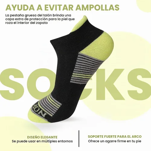 Vista 3 de Compression Ankle Socks for Men & Women – Stretch Fit, Cushioned Support & Breathable Comfort, Size 7-10 Negro (surtido) - Paquete de 6