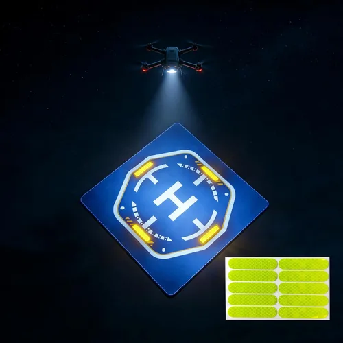 Vista 3 de Drone UAV Landing Pad Helipad Launch 19.69 x 19.69 pulgadas (19.7 in) y 0.118 in (grosor) ponderado nocturno reflectante suelo pico portátil
