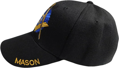 Vista 4 de Mason Masonic Black & Black Shadow Dark Blue Emblem Cotton Adjustable Embroidered Cap Hat