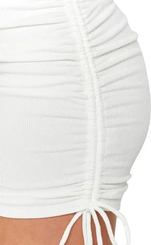Vista 7 de LYANER Falda corta acanalada con cordón lateral fruncido y elástica para mujer
