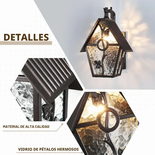 Vista 2 de Faroles rústicos de pared para exteriores, aplique de pared exterior, estilo de diseñador, accesorios de iluminación al aire libre para el hogar