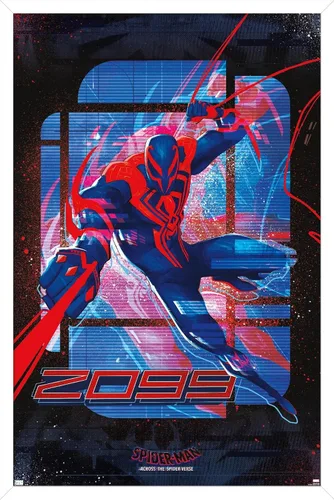 Vista 13 de Marvel Spider-Man: Across the Spider-Verse - Póster de pared de Spider-Man 2099, 22.4 pulgadas de largo x 14.7 pulgadas de ancho, versión enmarcada