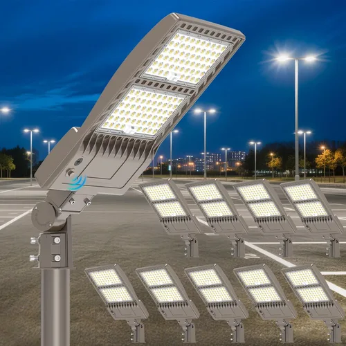 Vista 22 de BBESTLED 400W/320W/240W luces LED para estacionamiento con brazo y montaje deslizante, iluminación exterior del atardecer al amanecer, luz