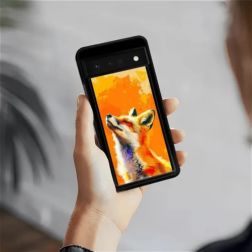 Vista 1102 de Compatible con Google Pixel 4A 5G Mobile Case Creative Acrylic Panel trasero Silicona Protección Grip especialmente diseñado para Google Pixel 4A 5G