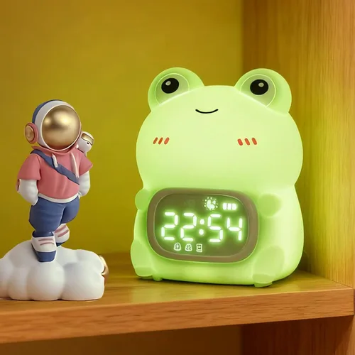 Vista 11 de DORA - Reloj despertador para perros para dormitorios de niños y niñas, bonito reloj despertador LED con pantalla digital, entrenador de sueño
