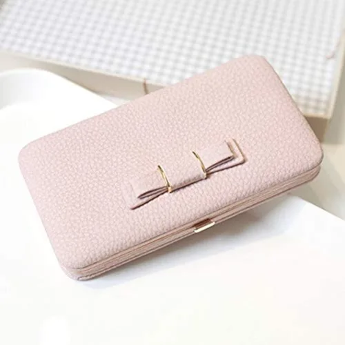 Vista 3 de Cartera larga con lazo para mujer, tarjetero para teléfono, bolsillo de gran capacidad, Rosa (Cherry Blossom Pink), Classic