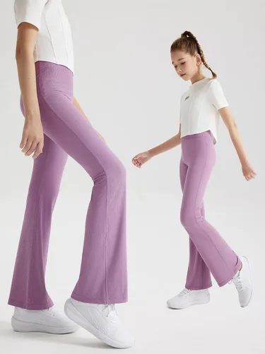 Vista 4 de LaBeca Leggings deportivos para niñas, pantalones de yoga de cintura alta para niños, no se transparentan, leggings de entrenamiento para correr