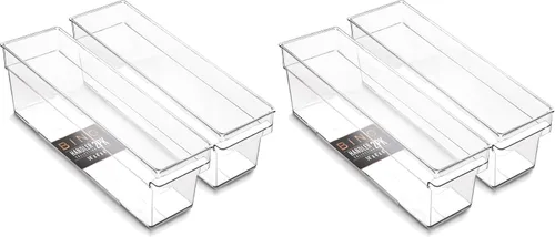 Vista 14 de BINO Contenedores de almacenamiento de plástico, pequeños y poco profundos THE HANDLER COLLECTION Contenedores organizadores multiusos