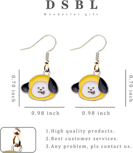 Vista 2 de Bangtan - Aretes para niños Chimmy TATA Cooky de dibujos animados regalos para fanáticos y niñas Resina multicolorfantasía