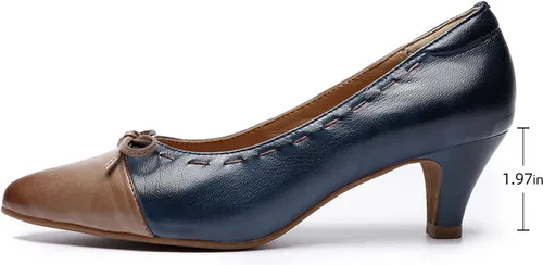 Vista 2 de Mona flying Zapatos de tacón de cuero para mujer, elegantes, clásicos, cómodos, elegantes, hechos a mano