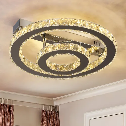 Vista 12 de Lámpara de techo LED de cristal, moderna lámpara de techo semiempotrada para sala de estar, comedor, dormitorio, isla de cocina, entrada