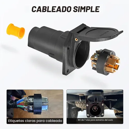 Vista 2 de MECMO Conector de Arnés de Cableado para Remolque de Hoja RV de 7 Pines, Extremo Hembra del Lado del Vehículo Camión Enchufe Socket de Remolque de 7
