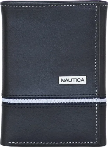 Vista 6 de Nautica Men's Trifold Wallet RFID Blocking Protection ID Window Card Slots Genuine Leather Durable