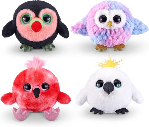Vista 7 de Pets Alive Chirpy Birds (flamenco) de ZURU, mascota electrónica que habla, huevo sorpresa gigante, calcomanías, peine, arcilla esponjosa, peluche