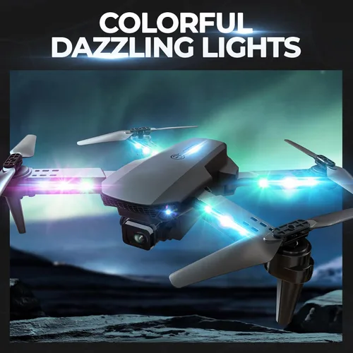Vista 2 de BEZGAR LED Lights Drone with Camera for Adults and Kids Beginners, Black Negro