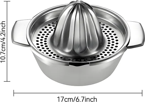 Vista 2 de Exprimidor de naranja limón, exprimidor manual de acero inoxidable, exprimidor de cítricos de mano, exprimidor de limón con tazón exprimidor colador