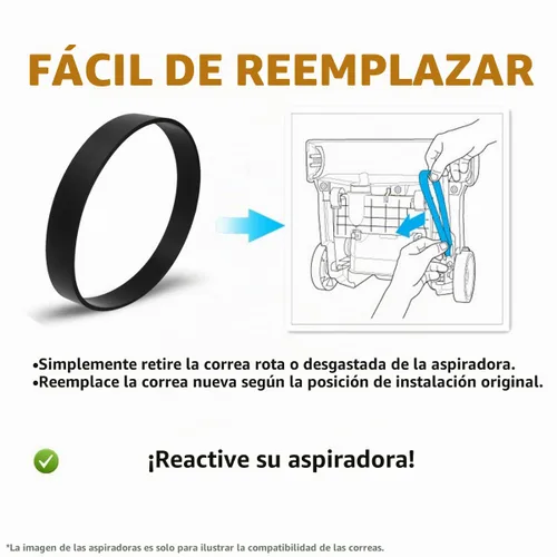 Vista 4 de JEDELEOS Correas de repuesto para modelos de vacío giratorios de aire Black and Decker BDASV101 BDASV102 BDASV103 BDASV104 BDASL201 BDASL202