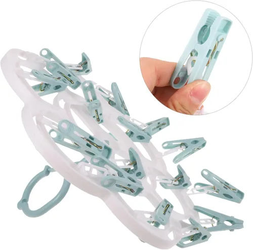 Vista 6 de Unomor 3 unids conveniente sujetadores percha portátil guantes estante resistente al viento secado 360° clips giratorios