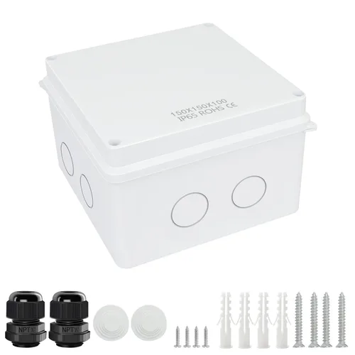 Vista 15 de LeMotech - Caja de conexiones, caja eléctrica IP55, resistente al agua, a prueba de polvo, plástico ABS, para proyectos electrónicos, color blanco