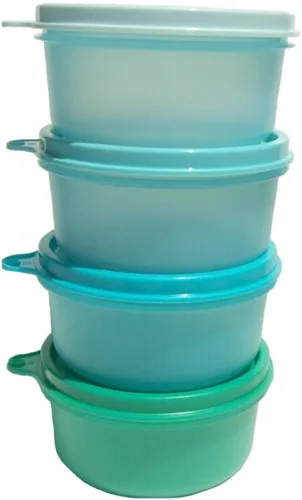 Vista 3 de Tupperware Juego de 4 cuencos de 7 onzas para servir aperitivos con tonos de azul y verde azulado