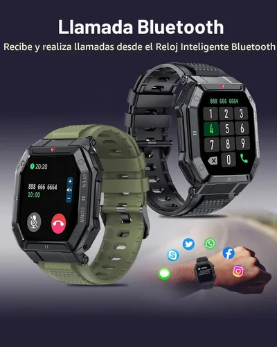 Vista 11 de Reloj inteligente con pantalla HD de 1.85 pulgadas, rastreador de ejercicio/llamada Bluetooth/modo deportivo, relojes inteligentes tácticos para 2