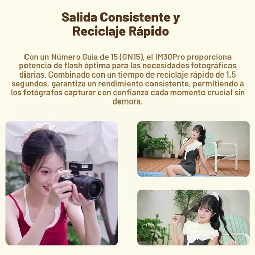 Vista 6 de GODOX iM30Pro iM30 Pro iFlash Cámara Flash para Canon Sony Nikon Fuji Panasonic Olympus Pentax y otras cámaras DSLR, cabezal inclinable, modo