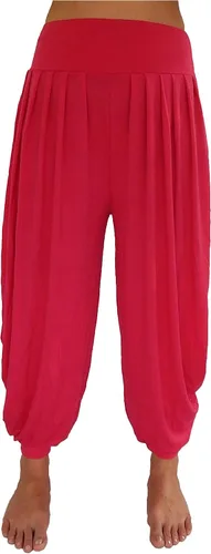 Vista 15 de Lovely Creations Pantalones holgados con cintura elástica y harem Aladdin para mujer