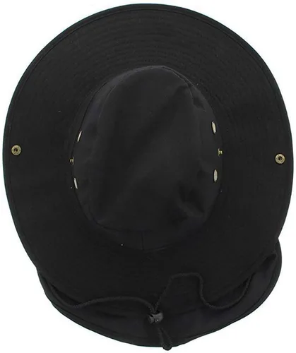 Vista 2 de Mrlahat Sombrero de protección solar de verano con ala ancha para safari al aire libre con solapa ancha para orejas y cuello Negro