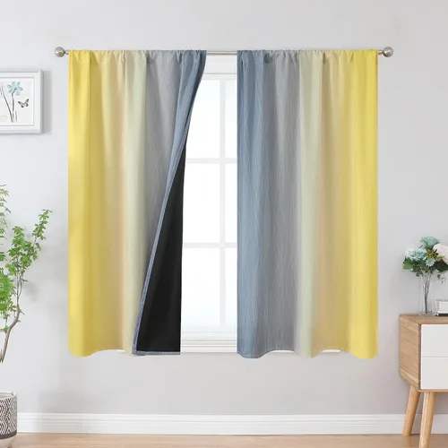 Vista 15 de Estelar Textiler Cortinas oscurecedoras beige y blanco grisáceo de 45 pulgadas de largo, cortinas graduadas con bloqueo de luz para baño, cortinas