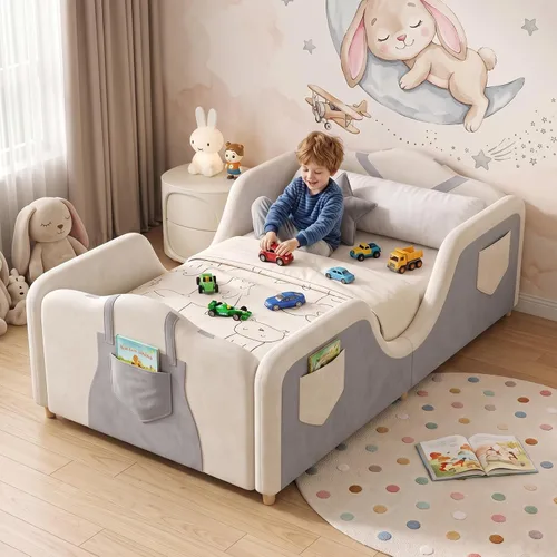 Vista 9 de DoCred Cama infantil, cama tapizada para niños y niñas