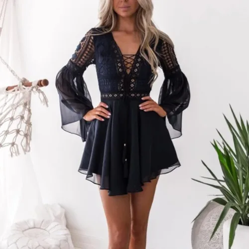 Vista 2 de FQZWONG Vestidos para mujer 2022, vestido largo casual sexy con cuello en V que oculta el vientre gordo hawaiano, suelto, vestido de camiseta