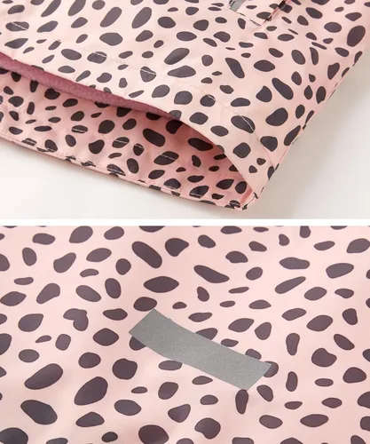 Vista 5 de M2C - Chaqueta ligera impermeable para exteriores con capucha para niñas, forro polar con estampado floral Perla de guepardo