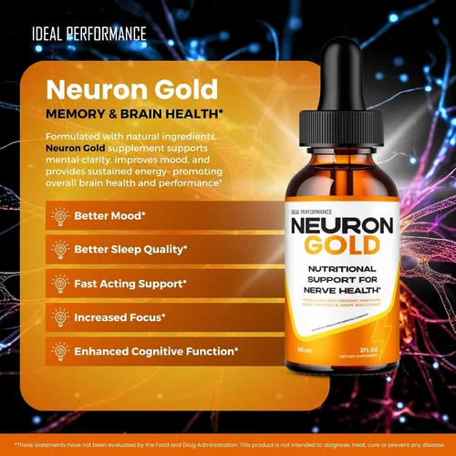 Vista 3 de Neuron Gold Drops, Neuron Gold Premium para neuropatía y suplemento de apoyo a la salud nerviosa - Máxima fuerza, todos los ingredientes naturales