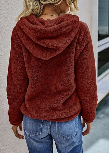 Vista 5 de KIRUNDO 2021 Sudaderas con capucha de forro polar para mujer, de manga larga, estilo casual, con bolsillos.