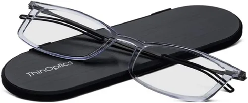Vista 3 de ThinOptics Gafas de lectura unisex para adultos, estuche regular / rectangular transparente, 2.00 US Funda regular/rectángulo transparente