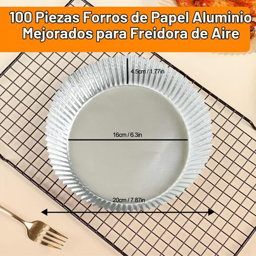 Vista 5 de Trazadores de líneas de la freidora de aire del papel de aluminio 100pcs, forro de papel desechable de la freidora