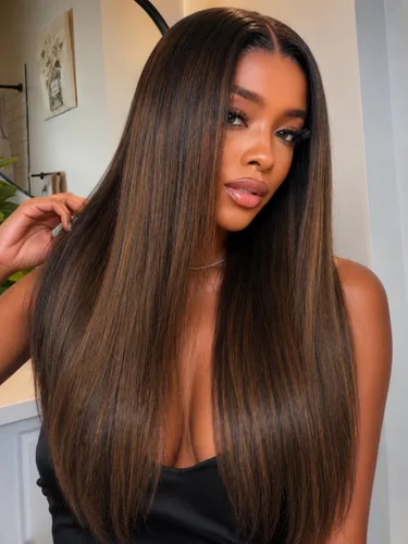 Vista 47 de KLAIYI Peluca de cabello humano con encaje frontal precortada 7x5, corte Bob en capas, corte romo, cordón sin pegamento, peluca predepilada