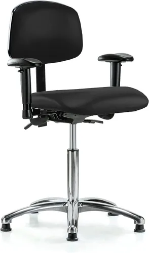 Vista 95 de PERCH - Silla giratoria con ruedas para alfombra o linóleo, cromado, Textil, Tela negra