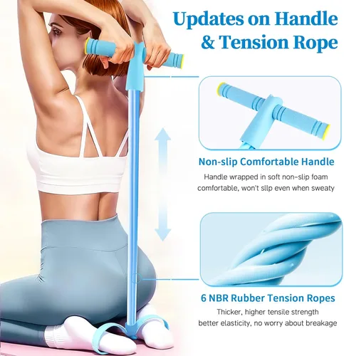 Vista 3 de Pedal Resistance Bands with Handles, Upgrade 6-Tubes Elastic Bands for Exercise, Natural Rubber Foot Pedal Resistance Bands, Multifunction Fitness