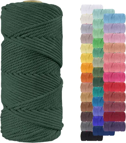 Vista 56 de Cordón de macramé de 0.079 pulgadas, cuerda de algodón natural de 109 yardas, hilo de cuerda de macramé para manualidades, ganchos de pared
